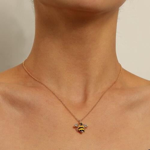 Fashion Gold Silver Color Bee Pendant Short Choker Necklace For Women Creative Personality Simple Chain Necklace Jewelry