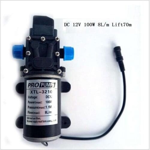 DC 12V 100W 8L/m Lift70m Diaphragm Water Pump Self-priming Booster Pump with Pressure Automatic Switch