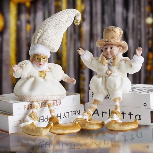 2021 New Christmas Ornament Fabric Sitting Posture Doll Christmas Gift Long-legged Elf Doll Wearing Mask Doll Desktop Decoration