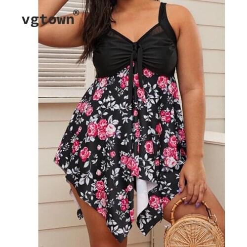 2022 New Large Size 6XL 8XL Tankini Swimsuits Women Plus Size Swimwear Two Piece Swimming Suit For Women Dress Bathing Suit