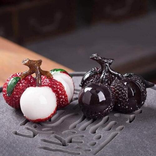 Discolor Tea Pet Litchi Statue China Kung Fu Tea Set Accessories Boutique Creative Adornment Home Crafts Tea Tray Decor Gifts