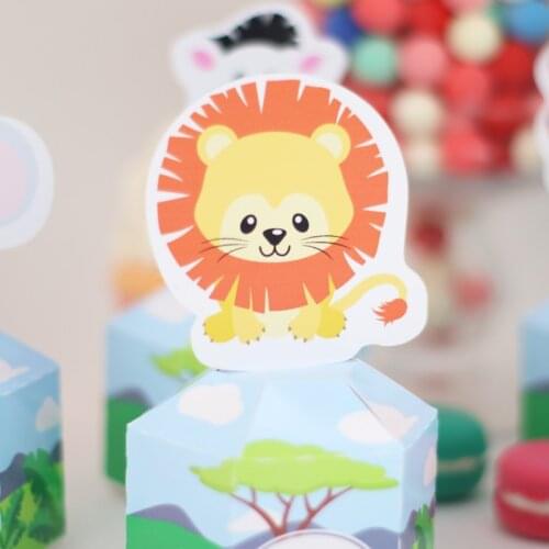 Safari Jungle Animal Gift Box Candy Bags Cookies Wrapping Baby Shower Birthday Party Supplies Cake Topper Straws Paper Cup Decor