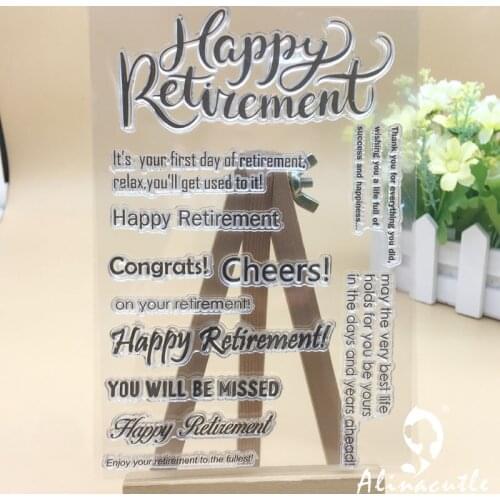 CLEAR STAMPS Metal Die Cut Retirement Wish Scrapbook Handmade Card Album Paper Craft Rubber Transparent Silicon Stamp AlinaCraft