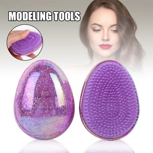 Egg Shaped Detangling Hair Comb Cartoon Innovative Glitter Dry & Wet Anti-static Handheld Hair Brush For Girls Kids SANA889