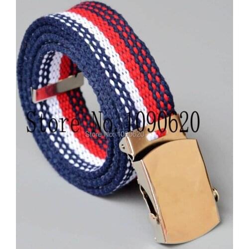 DKBLINGS Children belt boy striped canvas belt with shiny buckle flexiable length toddlers stripe belt 85x3.0cm