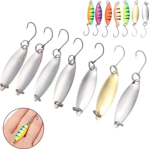 7pcs/set Sequin Fishing Lures Tackle Simulation Plastic Fake Hard Baits Artificial Single Hook Trout Perch Fishing Supplies