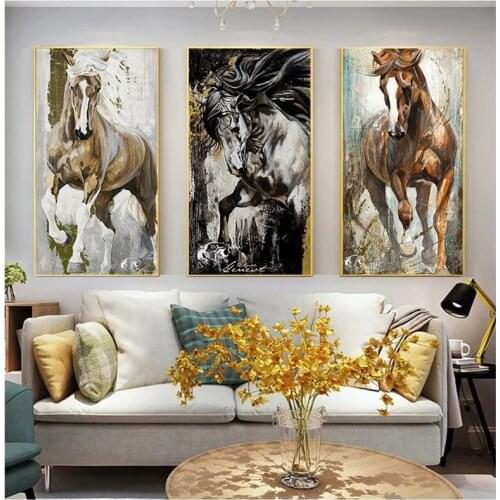 Modern Abstract Black Horse Animals Canvas Painting Posters and Prints Wall Art Picture for Living Room Home Decor Cuadros