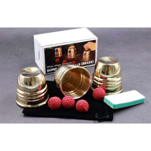 Super Cups and Balls (Brass) Magic Tricks Balls Appearing/Disappearing Magia Magician Close Up Illusions Gimmick Prop Mentalism