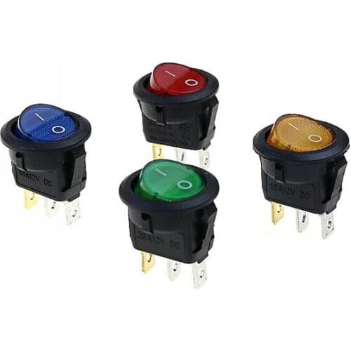 5PCS 12V LED rocker switch 20A 12V push button switch Car button lights ON/OFF Round Rocker Switch Dash Boat