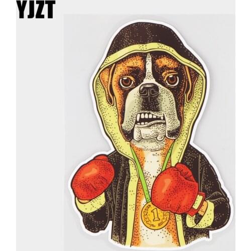 YJZT 12×16.5CM Bulldog Boxer Creative Cartoon Scratch Occlusion Car Sticker Decoration Accessories 21A-0122