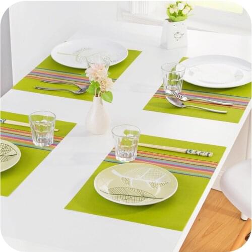 1PC 30*45cm Seven Colorful Dinner Placemats PVC Place Table Mats Tableware Dinnerware Kitchen Dining Bar Accessories Tools