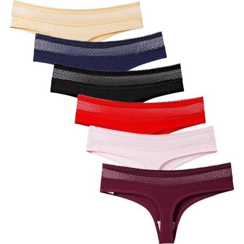 5 Pcs / Lot New Arrival 2021 Good Quality Underwear Plus Size Cotton Sexy Lace G String Thongs M L XL XXL 3XL 9125