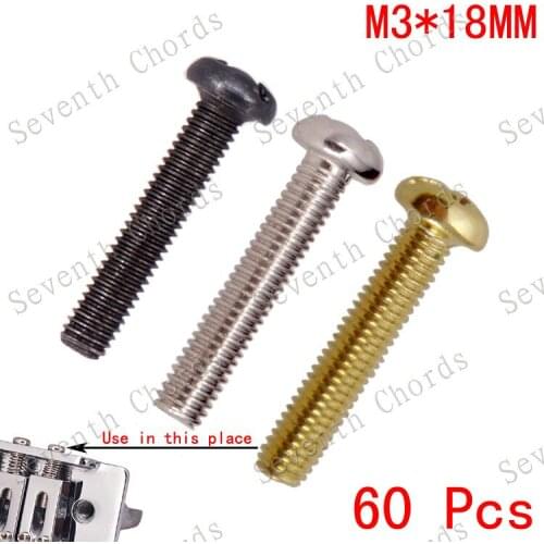 60 Pcs Electric Guitar Tremolo Bridge String Saddle Mount Adjust Screws - Silver - Black - Gold for Choose - - M3*18mm