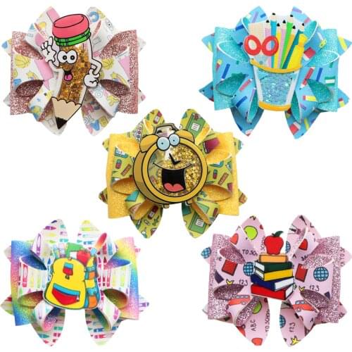 Faux Leather Bow-Knot Diy Kit Sequin Shaker Back To School Chunky Glitter Material Stationery Pattern Quicksand Shaker