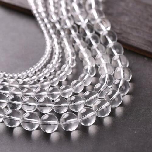 4/6/8/10/12/14mm Glass Beads Charm Transparent White Loose Spacer Beads DIY Beads For Jewelry Making Bracelet Necklace