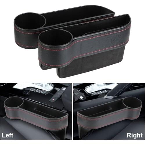 LEEPEE Phone Bottle Keys Holder Box Car Organizer Leather Seat Gap Storage Box Seat Gap Slit Box With Charging Hole Universal
