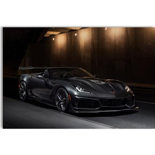 Chevrolets Cabriolet Corvette ZR1 Black Car Sportscar Posters Wall Art Prints Canvas Paintings for Living Room Decor