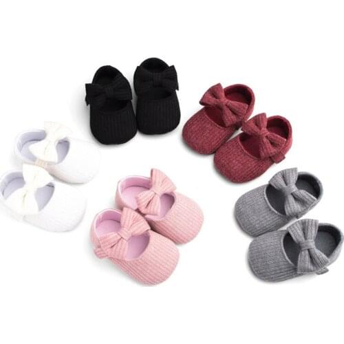 Newborn Baby Girl Bowknot Walkers Autumn Infant Toddler Crochet Prewalker Boots Soft Sole Shoes Cute Knit Fleece Boots