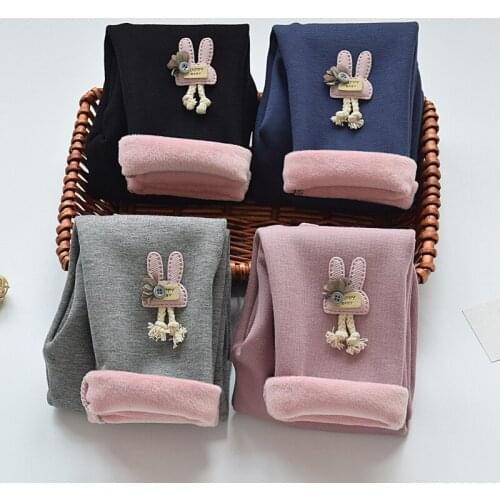 Toddler Kids Baby Girls Winter Trousers 2021 New Children Plus Velvet Casual Legging Thick Warm Trouser Solid Color Pencil Pants