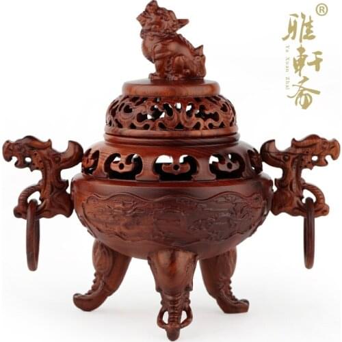 Jaipur crafts Ebony Wood mahogany TZ antique incense wood stove disc incense burners three foot box