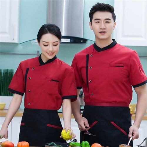 Chef uniforms short-sleeved breathable men and women pastry roasters uniforms summer kitchen chef uniforms short sleeves