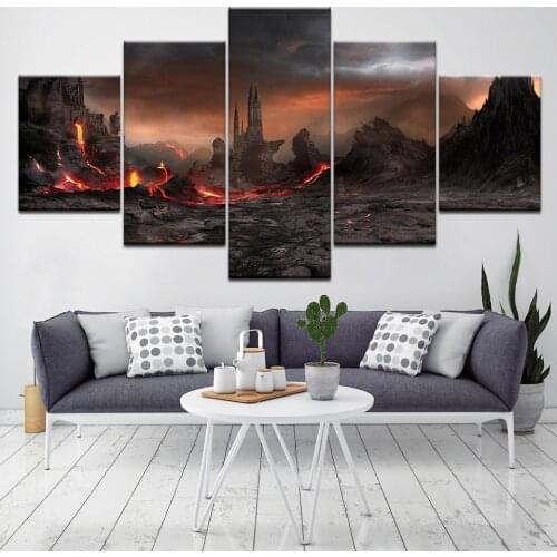 HD Printed 5 Piece Canvas Painting Volcano Eruption Smoke Picture Wall Art Living Room Decor Poster Canvas Free Shipping