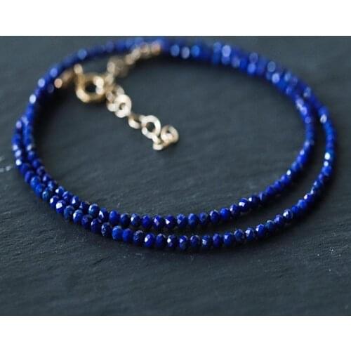 Dainty Lapis lazuli necklace | gold and lapis lazuli | beaded lapis choker necklace