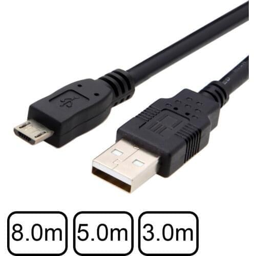 Jimier Micro USB 5Pin to USB 2.0 Male Data Cable for Tablet & Cell Phone & Camera & Hard Disk Drive with dual Shield Braid 8m 5m