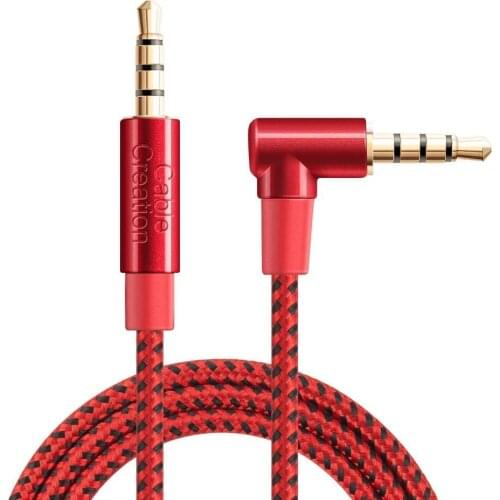 TRRS Cable,3.5MM Male to Male 4 Pole Right Angle Audio Stereo HiFi Cablewith Silver-Plating Copper Core (Microphone Compatible)