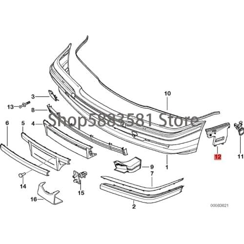 CAR Front bumper bracket [large] L R bm wE38 725tds 728i 728iL 730d 730i 730iL 735i 735iL 740d 740i M60 740i M62 740iL M60 linin