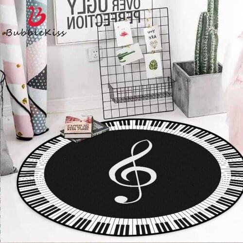 Bubble Kiss Round Rug Black White Notes Carpet Home Living Room Coffee Table Door Mat Customized Carpets Bedroom Decor Area Rugs