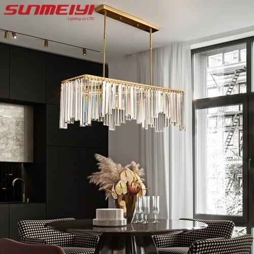 Copper Crystal Chandeliers Led Lamp Gold Pendant Chandelier Lighting For Living room Dining room Bedroom Loft Lamp lampadario
