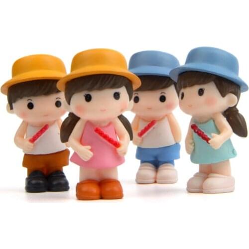 4pc Girl Boy Miniature Dwarf Figurine Fairy Garden Home Decoration Mini Toy Craft Ornaments Micro Decor DIY Gift Drop Shipping