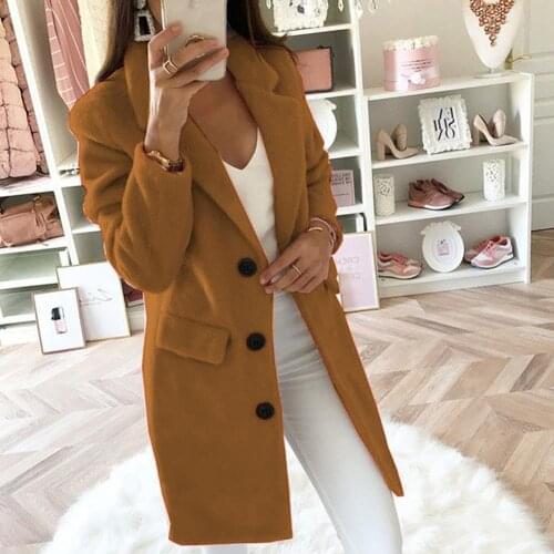 Fashion Spring Autumn Coats and Jackets Women Plus Size Long Wool Warm Korean Elegant Vintage Coat Female Cloak Cape Solid Color