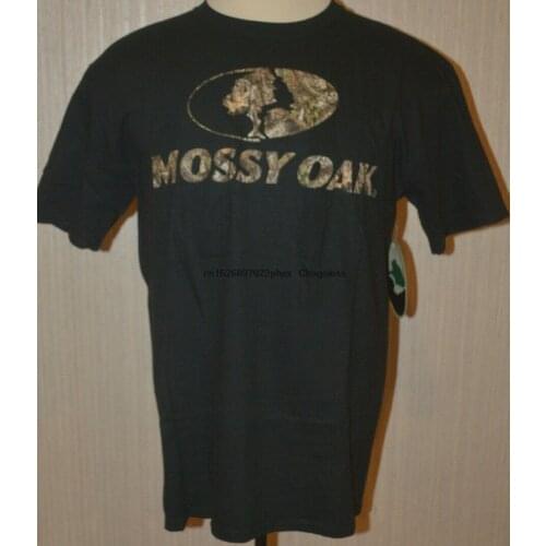 Mens Mossy Oak Black Camo Short Sleeve Crew T-Shirt Top Sizes S L