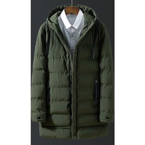 WOODVOICE Mid-length Padded Jacket Men 2021 Fashion Casual Warm Jacket Windproof Winter Coat Korean Cotton Jacket Men Chaqueta