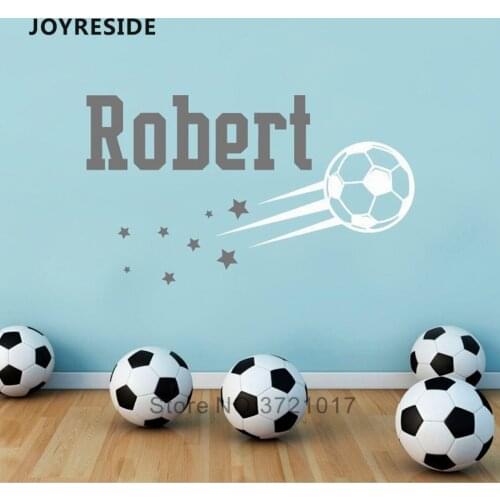 JOYRESIDE Personalized Names Boys Football Wall Decals Home Boy Baby Bedroom Wall Decor Design Wall Stickers Soccer Sport WM324