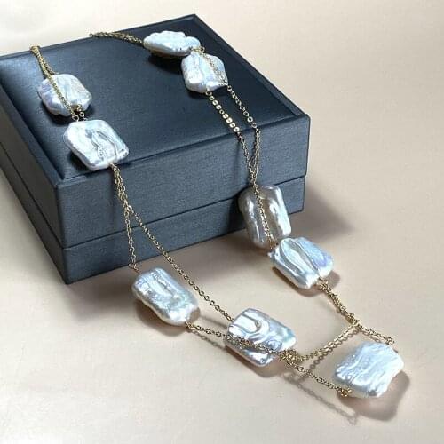 Natural Freshwater Baroque Pearls Necklace Pendant Ethnic Vintage Luxury Fine Jewelry Handmade Long Sweater Necklace Accessories