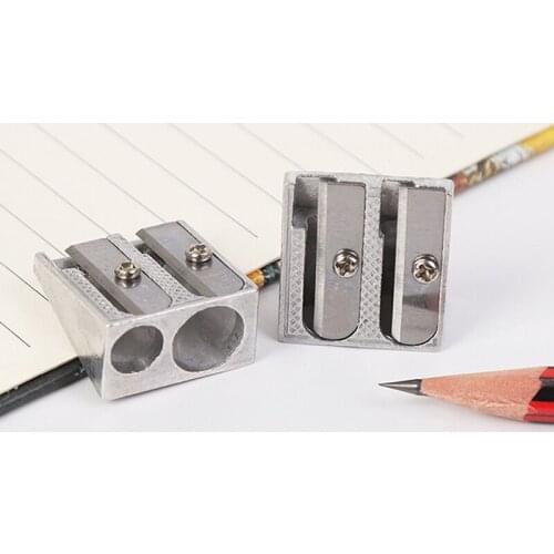 New 1pc Reliable Metal Pencil Sharpeners Double Hole Drawing Writing Sharpener