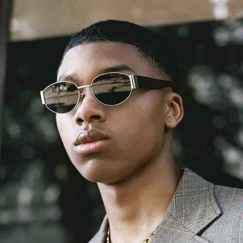 New Small Oval Women Sunglasses Retro Metal Sun Glasses Men Brand Designer Vintage Female Cat Eye Shades UV400 Eyewear GOGGLES