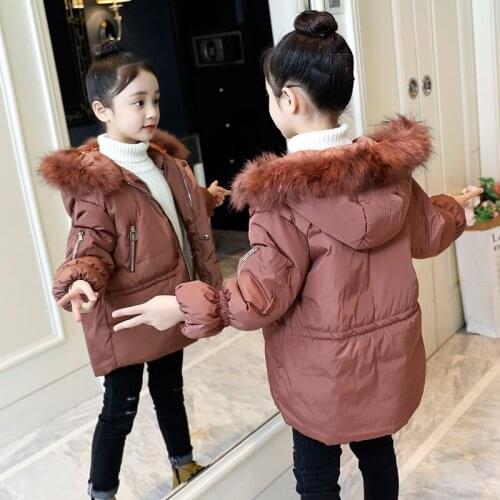 2020 Winter New Girls Coats Kids Zipper Casual Jackets Fashion Hooded Thick Warm Parkas Children Outerwear Kids Clothing W742
