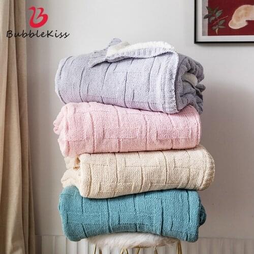 Bubble Kiss Blanket Super Soft Solid Color Coral Fleece Throw Blanket Portable Outdoor Travel Home Lunch Break Winter Blanket