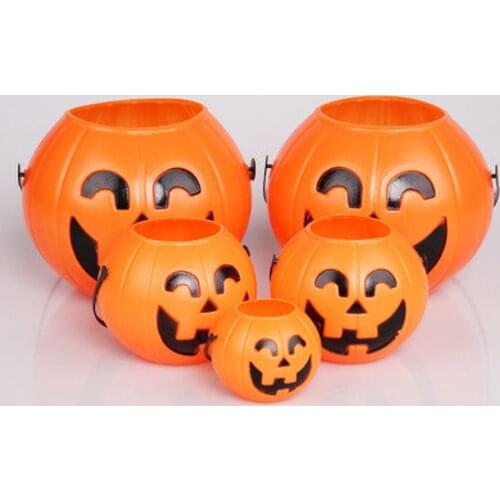 Halloween Party Props Plastic Pumpkin Bucket Trick Treat Cosplay Plastic Decoration Pouch Holder Halloween Decoration