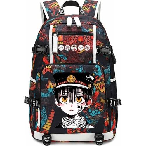 Anime New Toilet-bound Jibaku Shounen Hanako-kun Backpack laptop Capacity knapsack Men Travel bags USB Oxford Backpack schoolbag