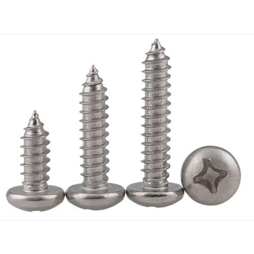Stainless Steel Self Tapping Screw Wood Screw M3.5 M4 316 Cross Slot Pan Head Round Head Self Tapping Screw 10 Pcs