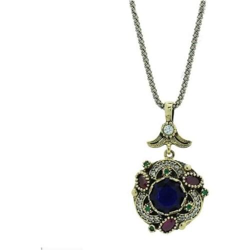 Sapphire Cubic Zirconia Silver Women 'S Necklace