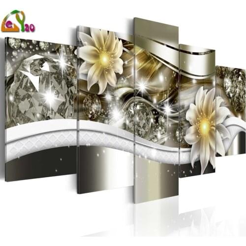 Luminous Wave Abstract Lily Flower Diy Full Square/Round drill 5pcs Diamond Painting Multi-Picture 5d Mazaika Embroidery Sale