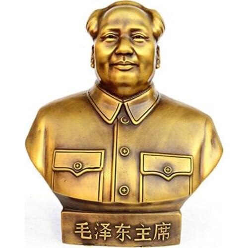 Home Decoration Pure Brass Hair Chairman Bronze Statue Brass Crafts Half-length Chairman Like Housewarming Opening Gift