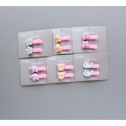 2 PCS New Cartoon Cute Chicken Giraffe Animals Girls Kids Hairpins Children Hair Accessories Princess Headwear Hair Clips