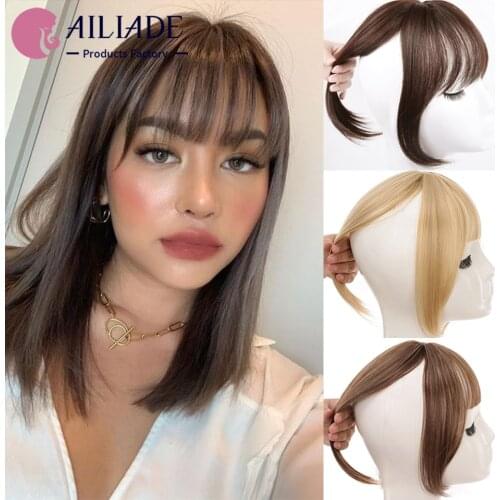 AILIADE Women Fake Fringe Clip In Hair Bangs Hairpiece Synthetic Fiber Fake Bangs Hair Piece Clip In Hair Extensions